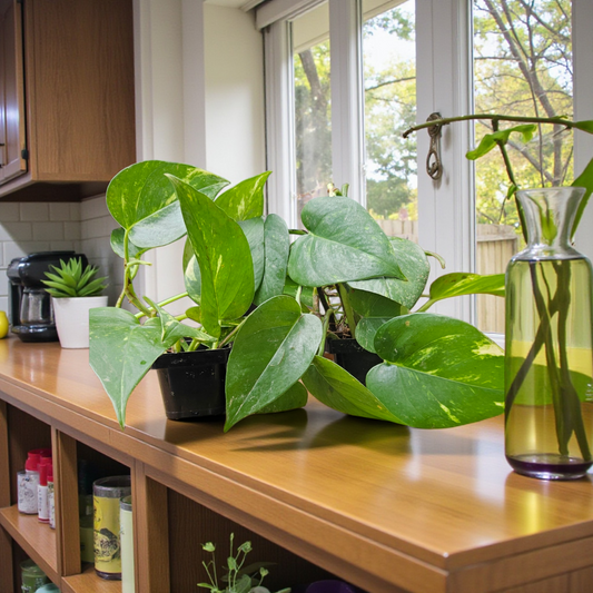 2-Pack Pothos Plants in 3" Pots - Easy Care Live Indoor Houseplants - Air Purifying Vining Plants - Perfect for Home, Office & Beginners